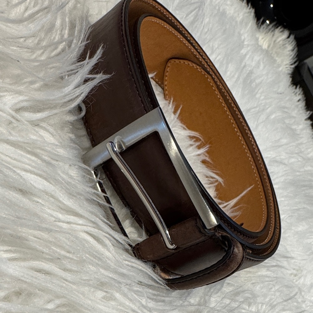 ADAM DERRICK Brown Leather Belt Bag with Silver Buckle
